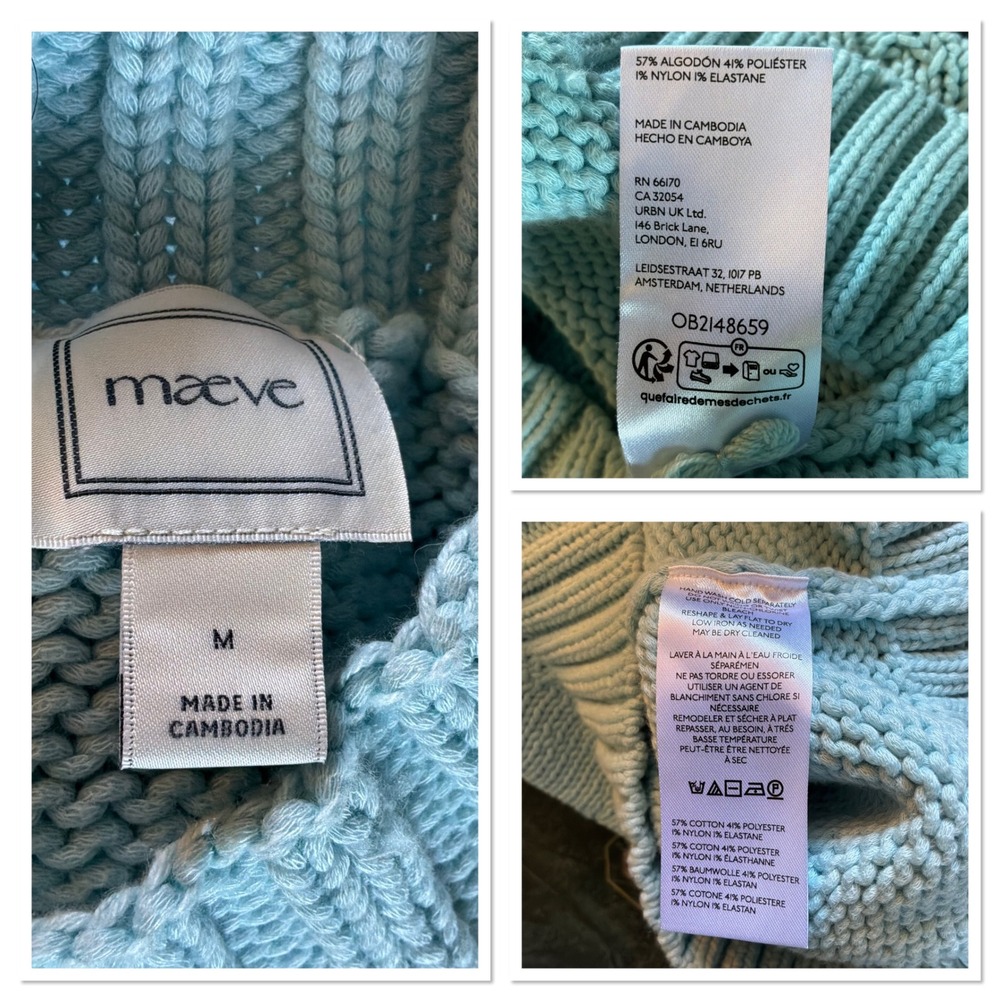 Anthropologie Maeve The Pippa Icon Mock-Neck Sweater Blue Snowflake M NEW Cozy - Picture 15 of 15